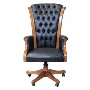 Wooden executive armchair buttoned backrest