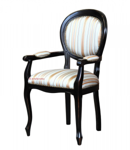 Lacquered dining chair with armrests, Louis Philippe style
