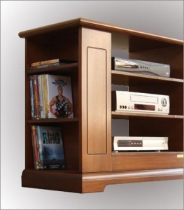 Living room TV unit with side shelves