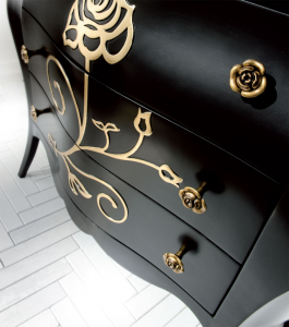 Black dresser Rosa with gold decoration