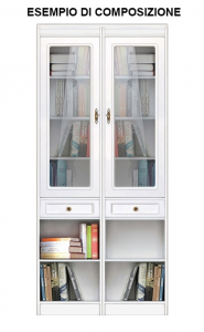 High modular bookcase with glass door