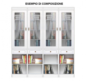 High modular bookcase with glass door