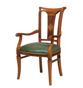 Wooden chair with stylized backrest