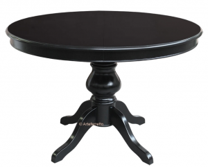 Round black dining table, extendable 120-159 cm