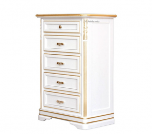 White chest of drawers with silver or gold leaf