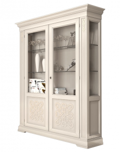 Display cabinet with wood friezes
