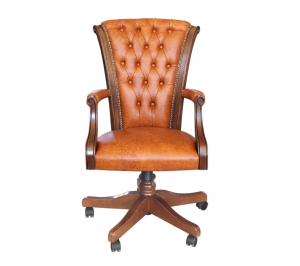 Upholstered executive armchair in wood