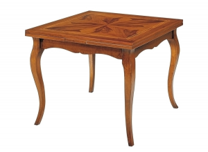 Inlaid square table with extensions on sides 100-180 cm