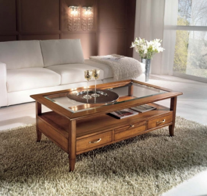 Wooden coffee table 4 drawers