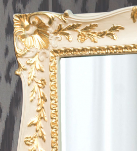 Lacquered mirror with gold leaf details