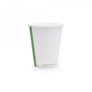 Bicchieri biodegradabili cartoncino 240ml bianchi serie green stripe - D80