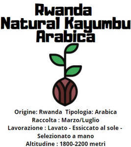 Rwanda Natural Kayumbu  Arabica 250gr in grani tostatura media scura
