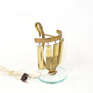 Lamp Abajour Vintage Glass / Brass / Crystals H20cm
