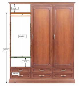 Armoire modulaire en bois 3 portes 6 tiroirs