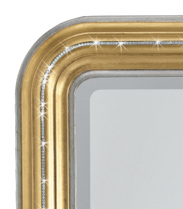 Miroir rectangulaire angles arrondis gold Swarovski