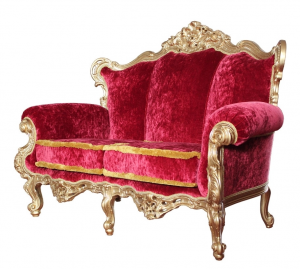Sofa Gold mit Rotstoff