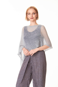 Net Poncho with embroidery | Women's mesh cape
