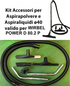 POWER D 80.2 P KIT tubo flessibile e Accessori per Aspirapolvere e Aspiraliquidi ø40 valido per WIRBEL