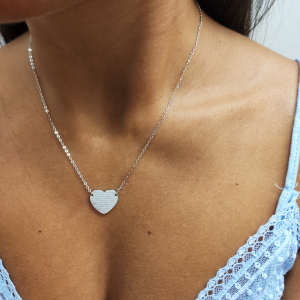 collana cuore con zirconi pavè in argento 925