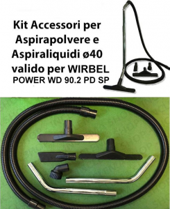 POWER WD 90.2 PD SP KIT tubo flessibile e Accessori for Wet & Dry Vacuum Cleaner ø40 valid for WIRBEL