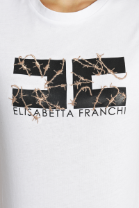 T-shirt Girocollo con Logo Elisabetta Franchi