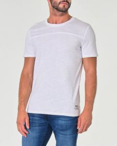 T-shirt bianca tinta unita in cotone fiammato