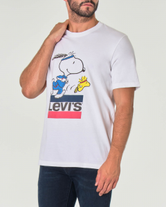 T-shirt bianca mezza manica con stampa Snoopy