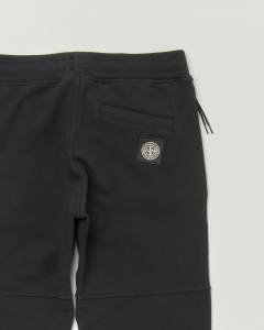 Pantalone nero in felpa di cotone stretch e tasche con zip 8 anni