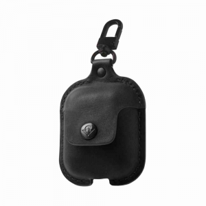 AirSnap pochette in pelle con clip per AirPods - Nero