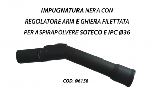 Impugnatura curvetta nera piegata con regolatore aria e ghiera filettata for Vacuum Cleaner Soteco e IPC ø36