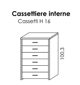 CASSETTIERA INTERNA 6 CASSETTI PER BATTENTE GOLF