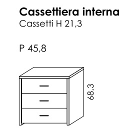 CASSETTIERA INTERNA 3 CASSETTI h21 PER BATTENTE GOLF BY COLOMBINI