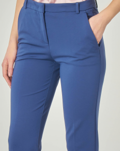 Pantaloni straight in viscosa stretch blu