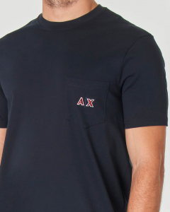 T-shirt blu mezza manica con taschino e logo AX