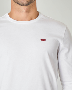 T-shirt bianca manica lunga con logo batwing piccolo