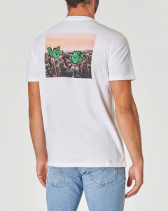 T-shirt bianca con stampa grafica cactus sul retro