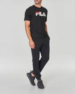 T-shirt nera mezza manica con logo Fila stampato sul petto