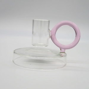 EDG Porta candela vetro con anello rosa