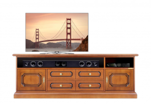 Mueble TV compartimiento barra de sonido funcional 