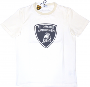 Lamborghini Men Taped Shield Short Sleeve T-shirt White