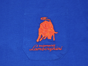 Lamborghini Men Reduced Bull Short Sleeve T-Shirt Royal Blue/ Orange 