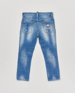 Jeans carrot-fit lavaggio chiaro stone washed con abrasioni 10-16 anni
