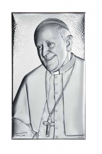 Quadro Sacro con Papa Francesco in argento