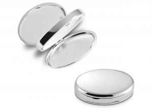Specchietto portapillole ovale in silver plated