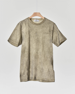 T-shirt mezza manica color fango con trattamento dust colour effetto brinato 8 anni