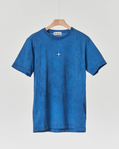 T-shirt mezza manica blu royal con trattamento dust colour effetto brinato 8 anni