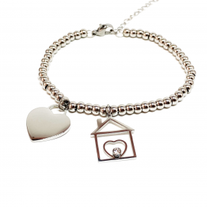 BRACCIALE CASA CON CUORE PERSONALIZZABILE ARGENTO