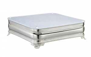 Vassoio sottotorta portadolce argentato argento quadrato con piano in plexiglass argento