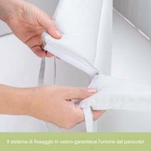 Morbido Paracolpi Lettino 4 Lati Neonato Protezione Avvolgente Imbottitura Spessore 4 Cm Tessuto Cotone Certificato - Made In Italy -  4 Lati Beige related image