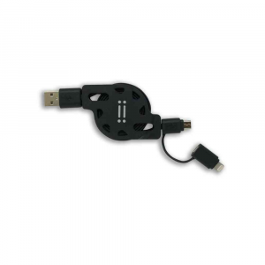 Lightning e micro USB cavo retrattile black- 1,2m MFI